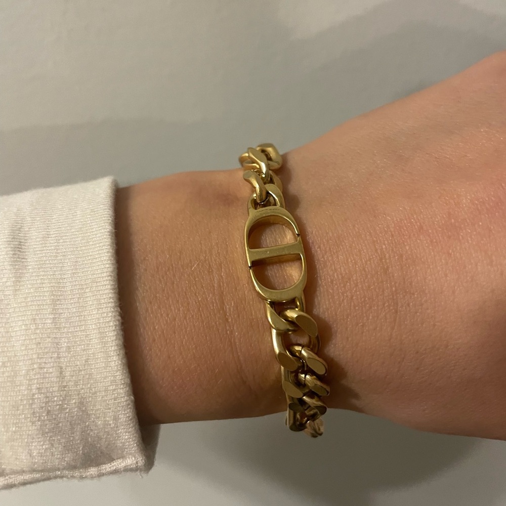 Dior Gold Tone CD Logo Bracelet Like New